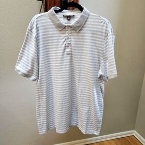 Michael Kors Blue and White Striped Polo Shirt